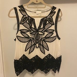 Anthropologie black ocean detail top! Size M.